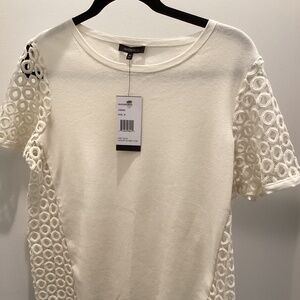 Lafayette148 cream top with sleeve cut outs